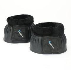 Shires Arma Overreach bell boots front view with secure double Velcro for active riding