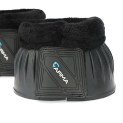 Shires Arma Overreach bell boots gum rubber close-up showing impact-absorbing shell
