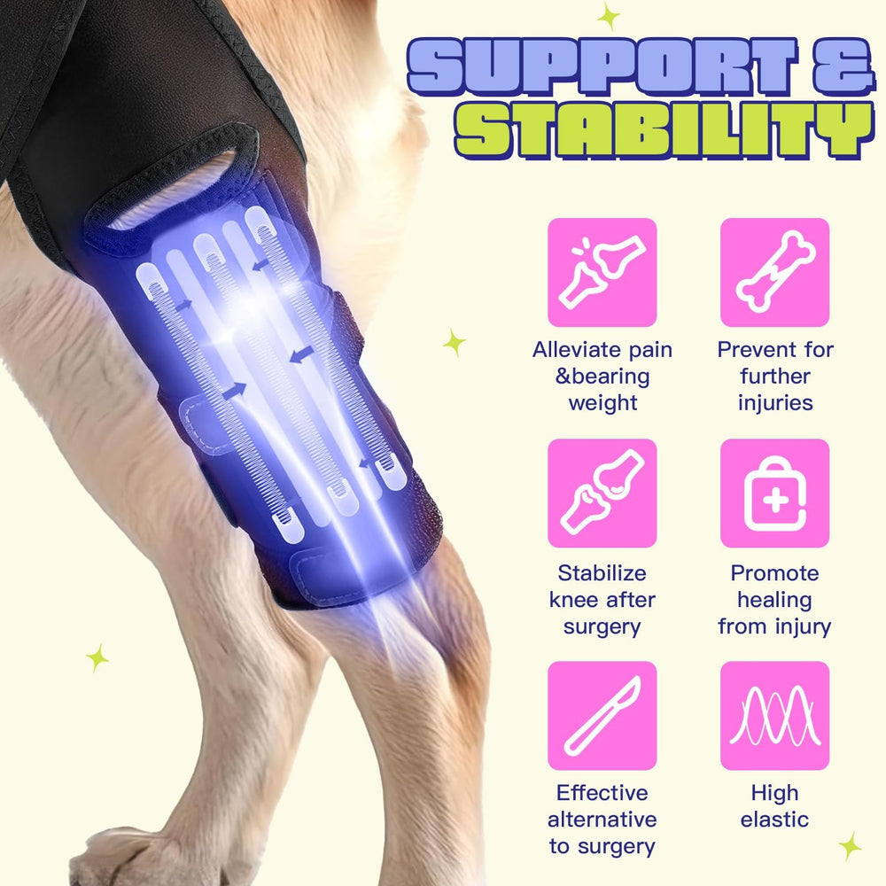 Breathable neoprene SHIUMORE brace keeps your dog's knee comfortable during daily activity.