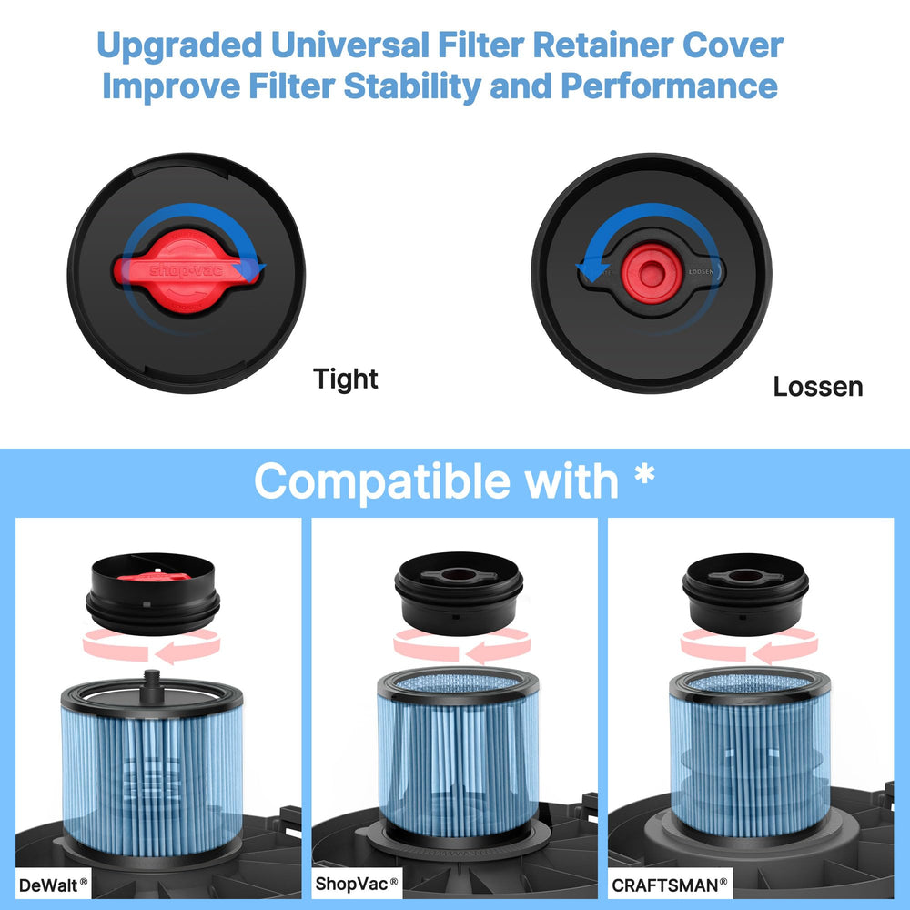 Shop-Vac reusable filter can be cleaned and dried for repeated use.