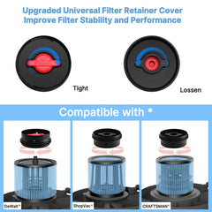 Shop-Vac reusable filter can be cleaned and dried for repeated use.