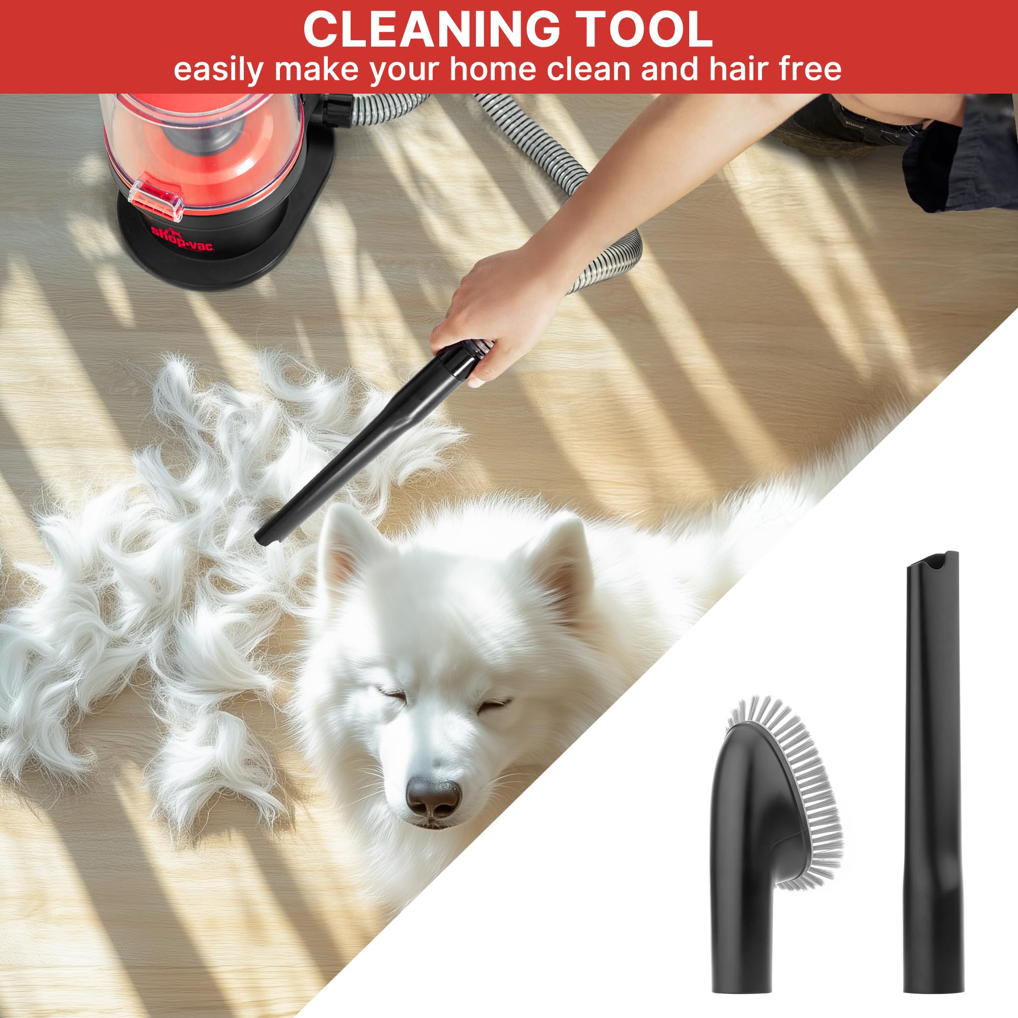 Shop-Vac clipper guards (3mm to 24mm) enable precise trimming for any coat.