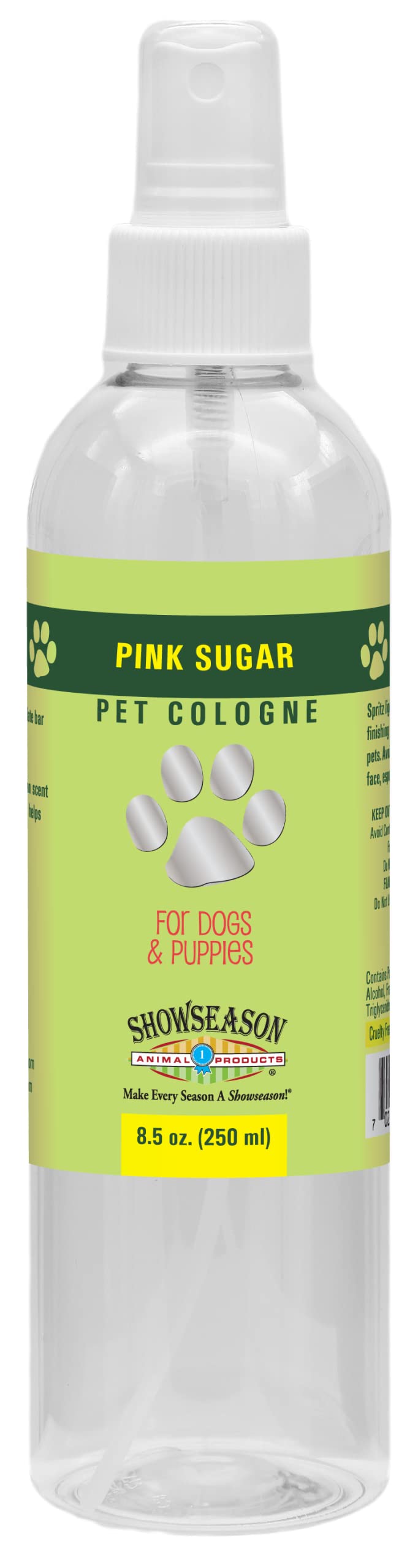 Showseason Pink Sugar 8.5oz bottle with long lasting vanilla caramel fragrance for dogs