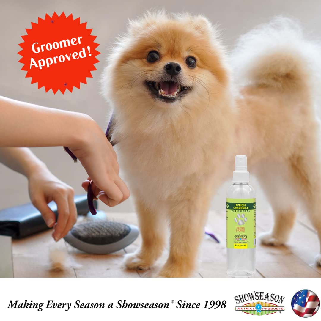 Showseason Sugar Cookie Dog Cologne packaging emphasizes USA-made and eco-friendly materials.