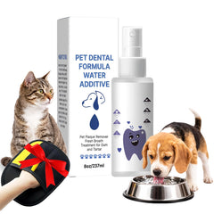 Shrandi PawBright Dental+ Plus bottle being poured for simple daily oral care.
