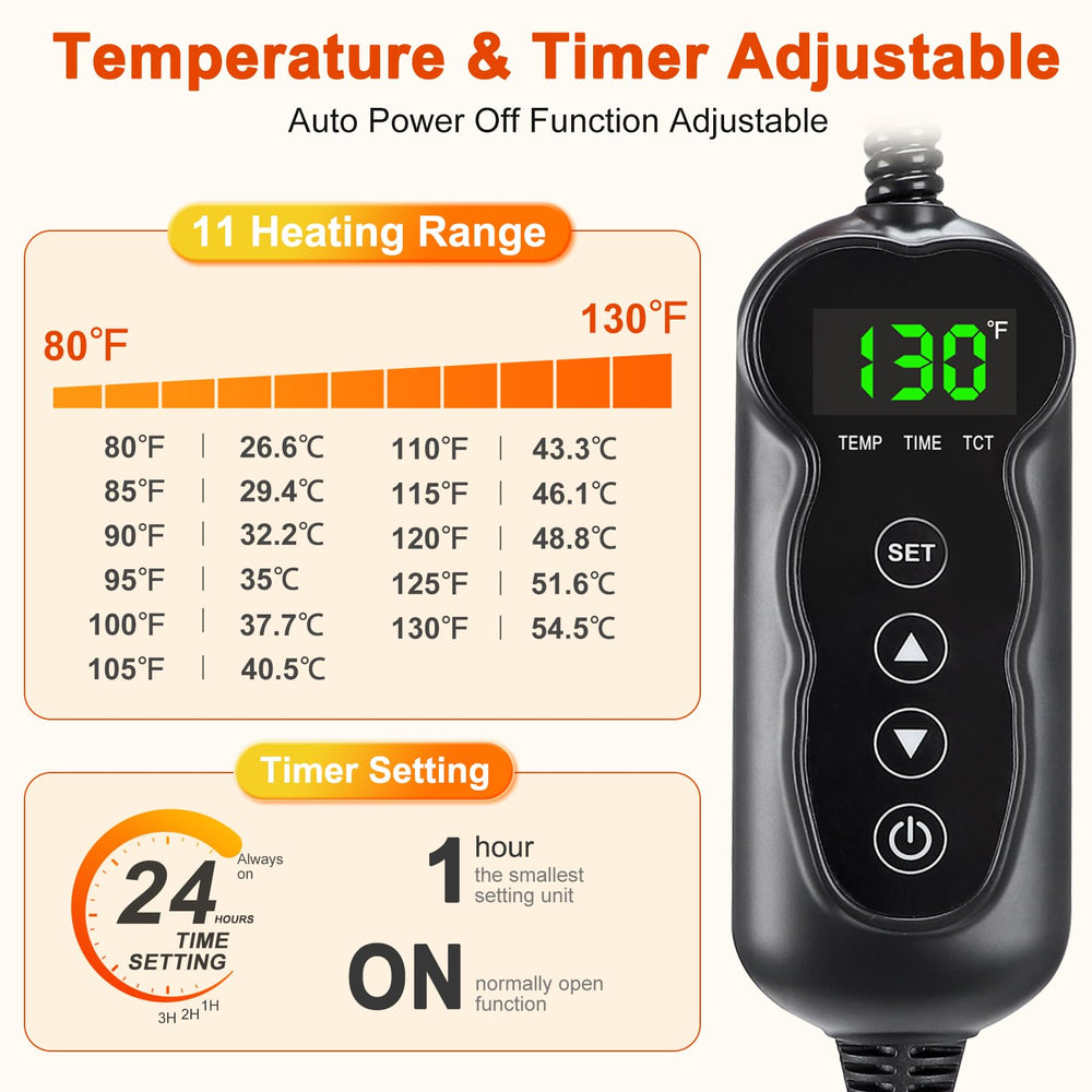 SHU UFANRO heating pad with 11 temperature settings for customizable comfort.