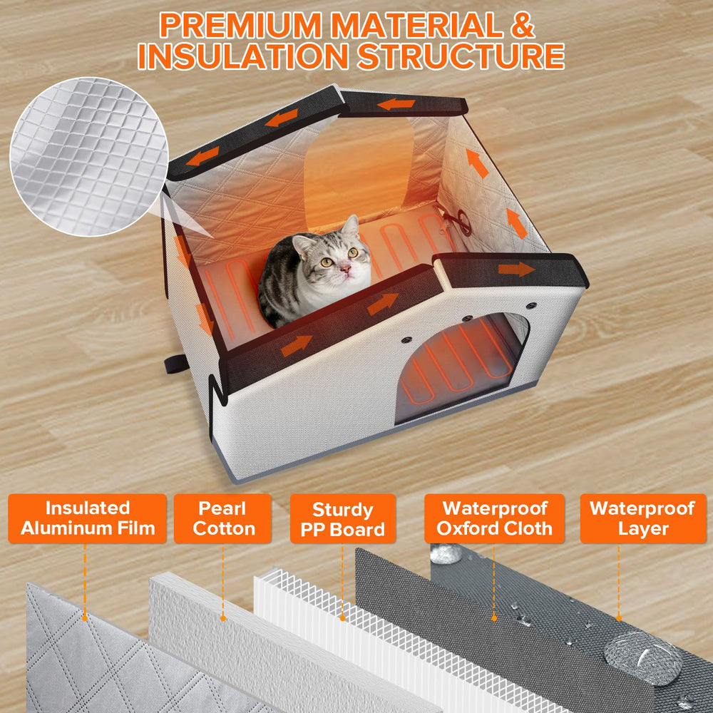 SHU UFANRO outdoor cat house clear door flap for visibility and draft protection