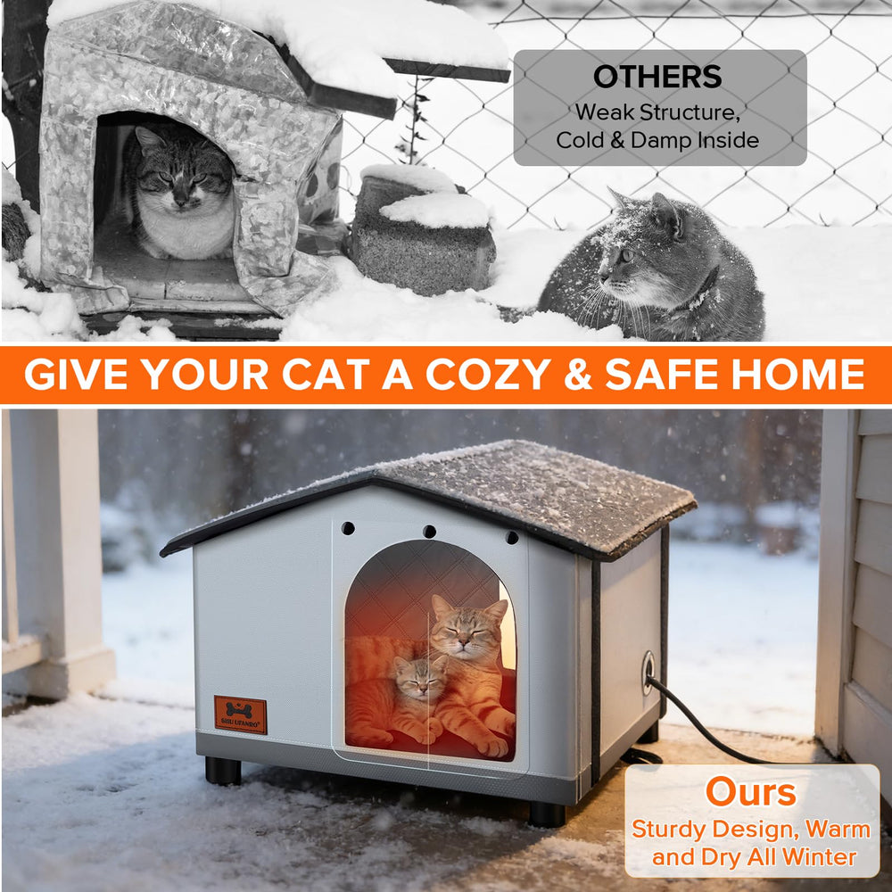 SHU UFANRO outdoor cat house double doors provide safe exits