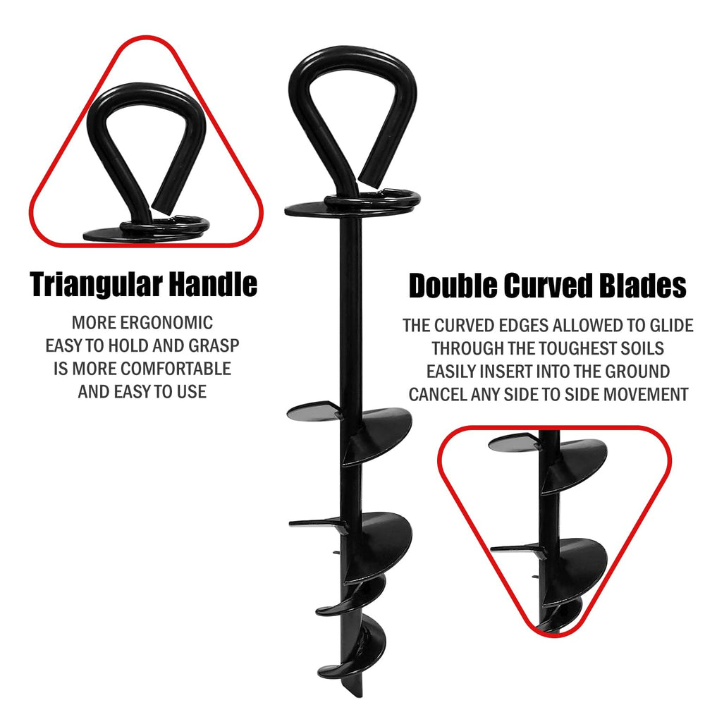 SHUNAI spiral stake anchors in sand, ideal for beaches and camps.