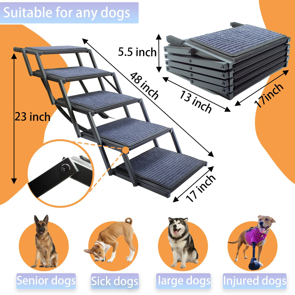 SHUNLONG dog stairs foldable with carrying handle.
