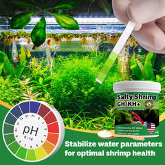 SHUNNIUB Salty Shrimp GH/KH+ mineral powder highlights calcium and magnesium content.