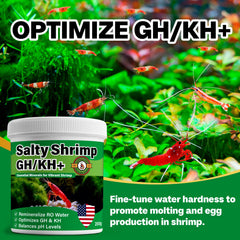 SHUNNIUB Salty Shrimp GH/KH+ in a tank demonstrating remineralization and water clarity.