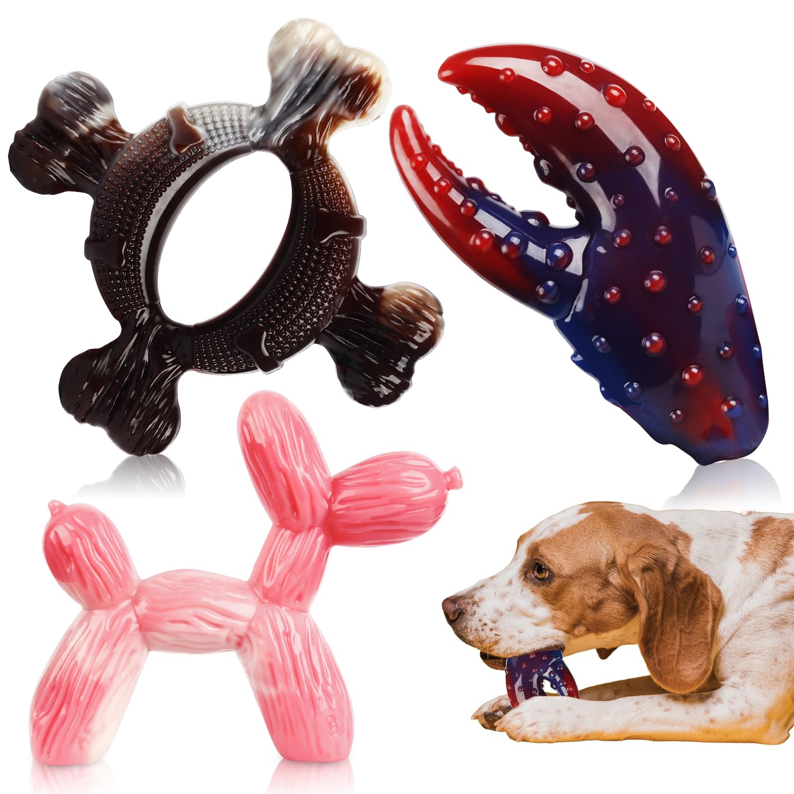 SHWLNY Tough Dog Toy with bacon-flavored nylon bone for aggressive chewers