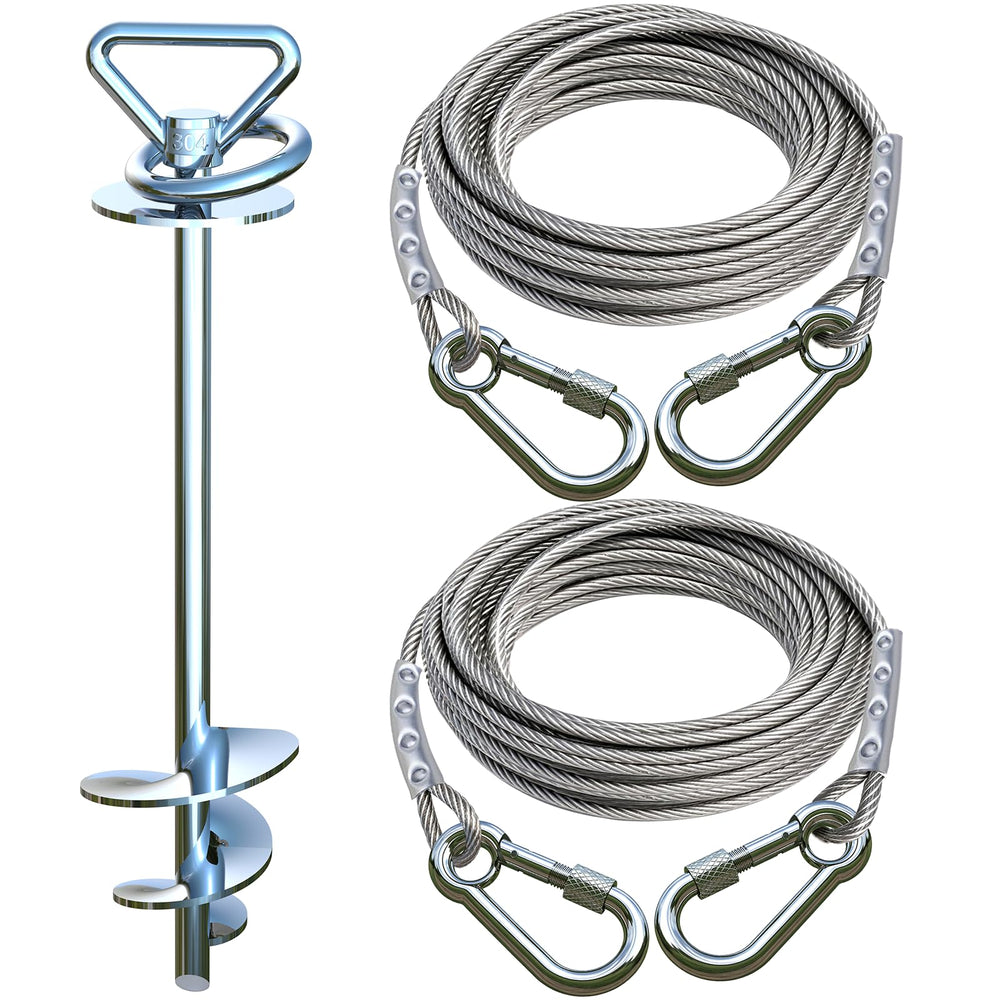 SHYALPTY dog tie-out cable 20ft in use for safe outdoor exploration.