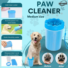 SHYNEE dog paw cleaner close-up showing dirt removal after walks.