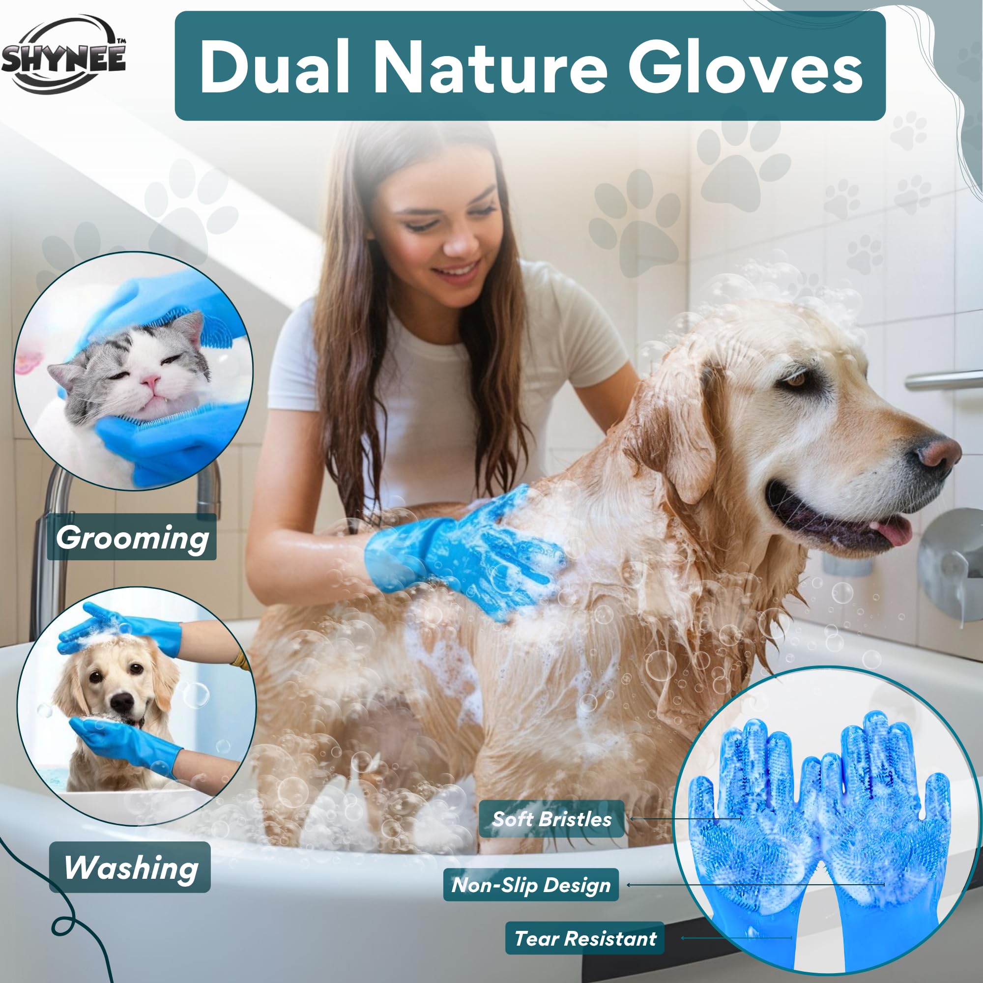SHYNEE soft silicone washing gloves for deep cleaning with less shampoo.