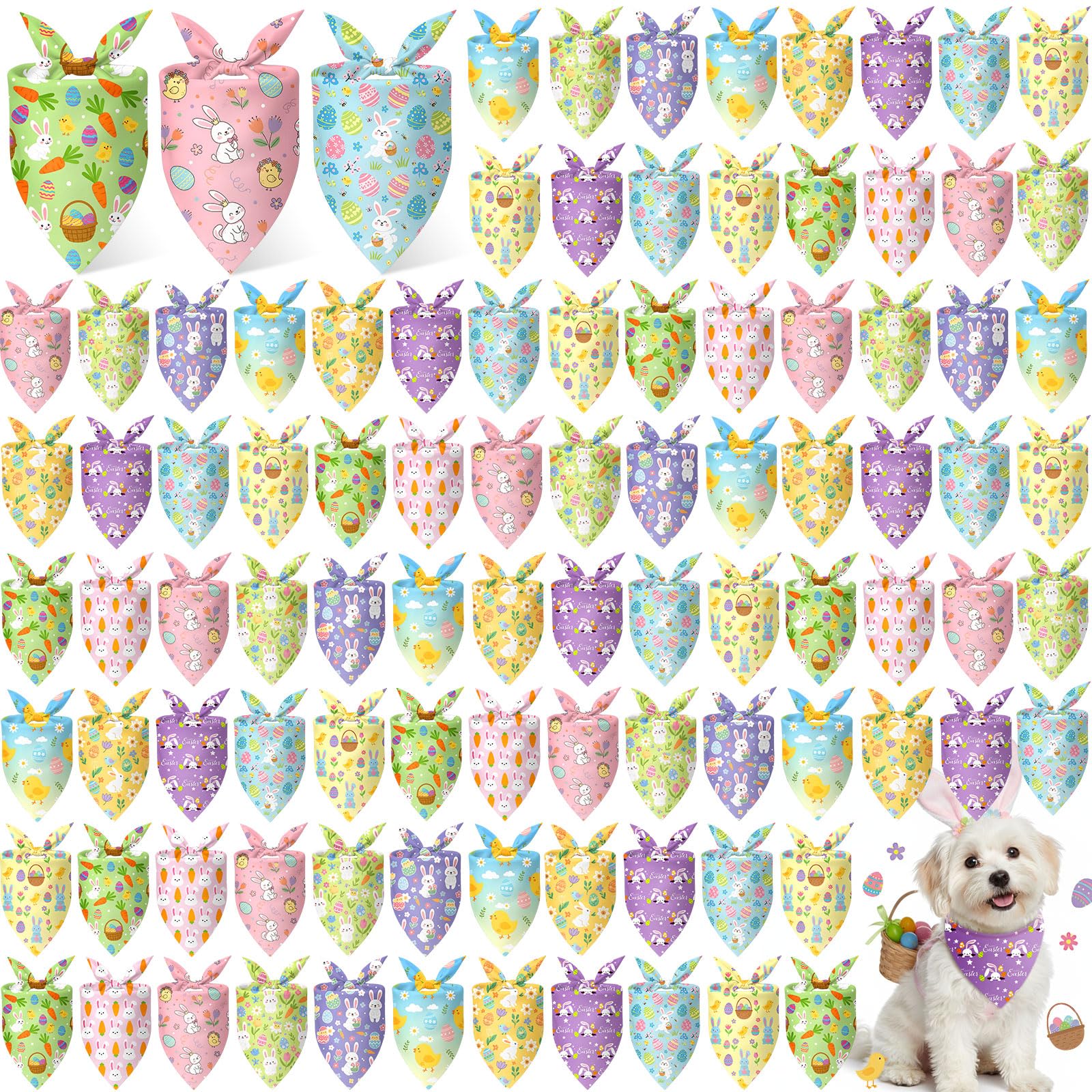 Shyyween Easter dog bandana with bunny pattern for festive pet styling