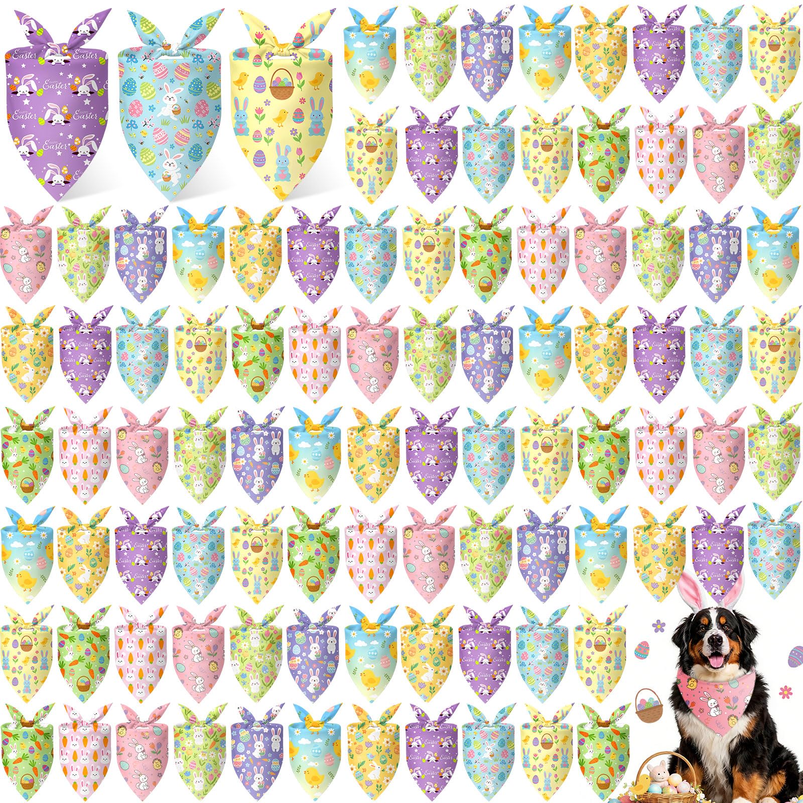 Shyyween Easter dog bandana Bunny pattern, ideal for Easter photos and festive walks.