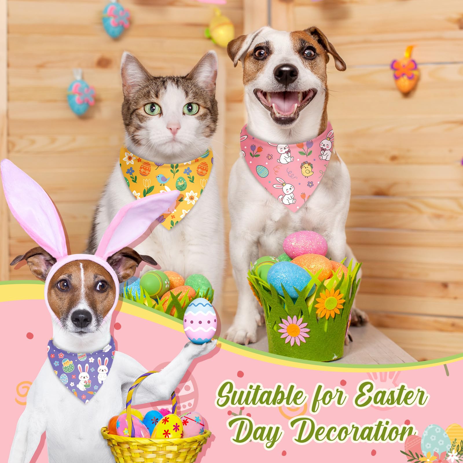 Shyyween Easter dog bandana with egg pattern adds color for park walks