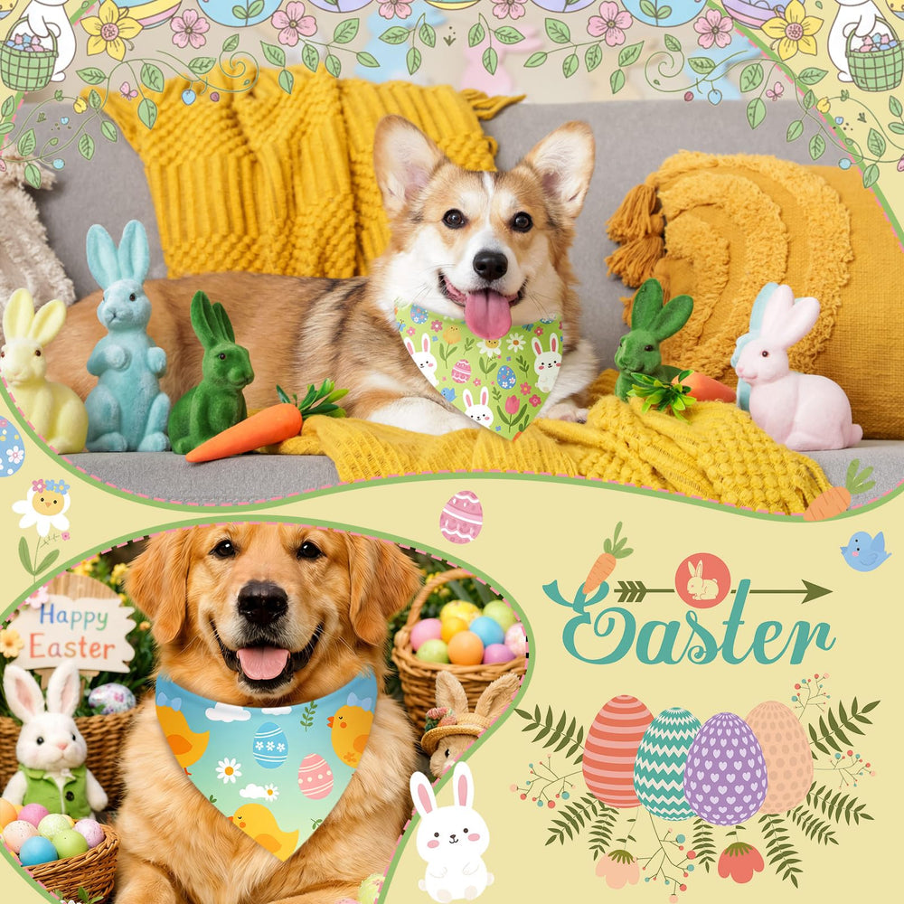 Shyyween Easter dog bandana Egg pattern, bright colors for spring celebrations.