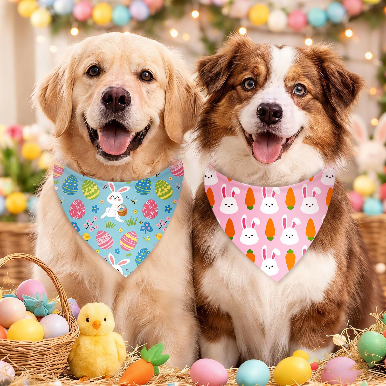 Shyyween Easter dog bandana Floral pattern, stylish accessory for parks and events.