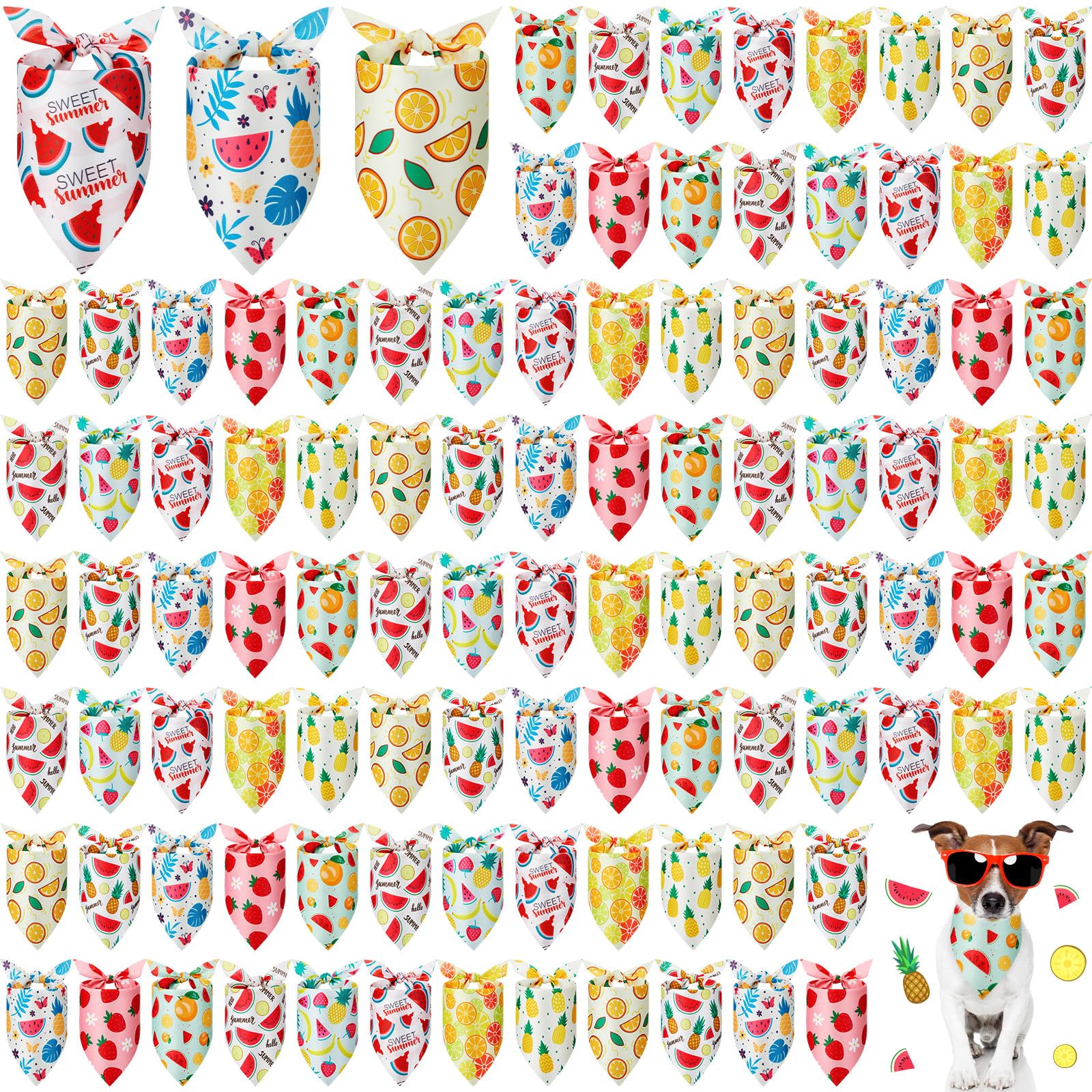 Shyyween fruit dog bandanas bulk pack in bright colors for summer parties