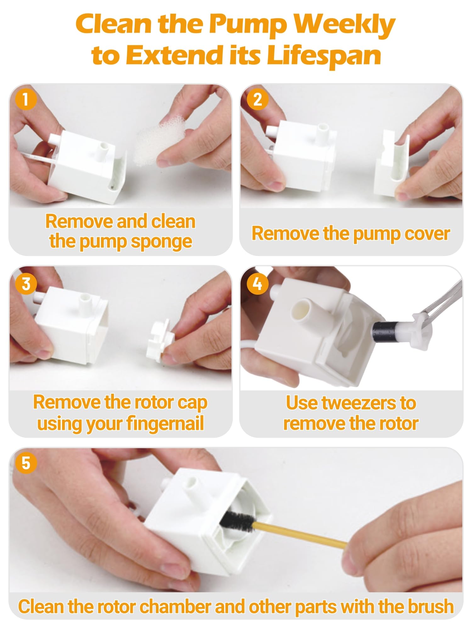 SIBAYS 15L dog water fountain pump in-use, shows quiet operation and steady flow.