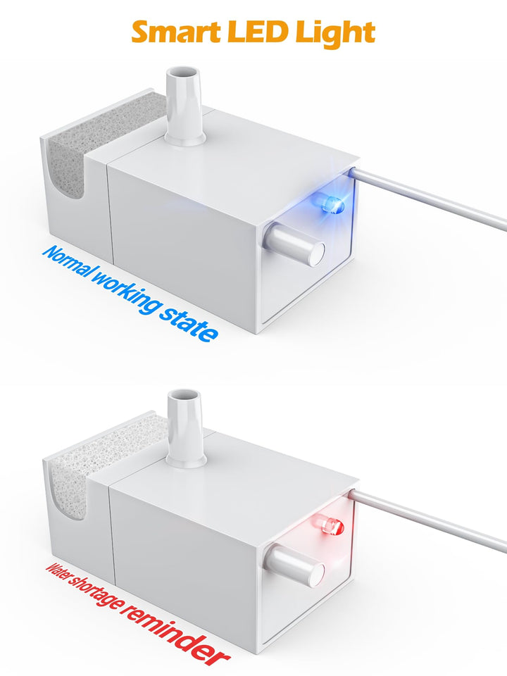 SIBAYS 15L dog water fountain pump side view, USB power ready for easy setup.