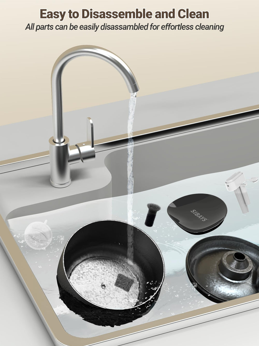 Compact footprint of the SIBAYS FS77 fits neatly on a counter or shelf.