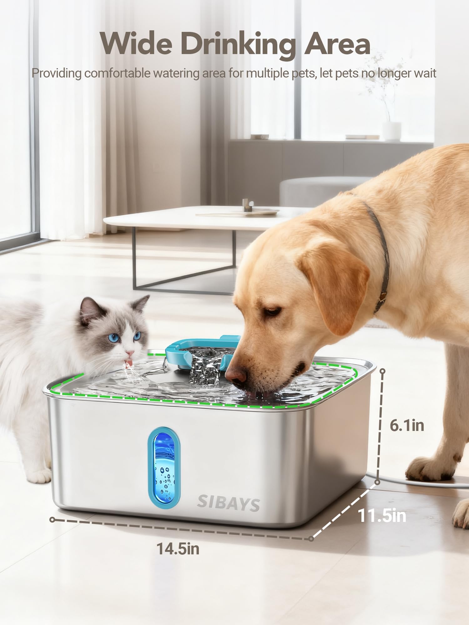 SIBAYS FS78 four-gallon capacity supports multi-pet households.
