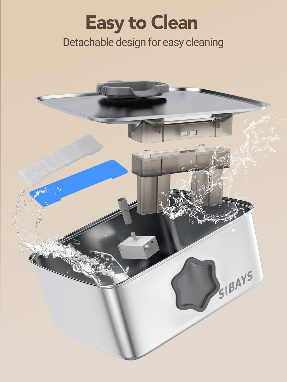 SIBAYS large-capacity fountain suited for multi-pet households