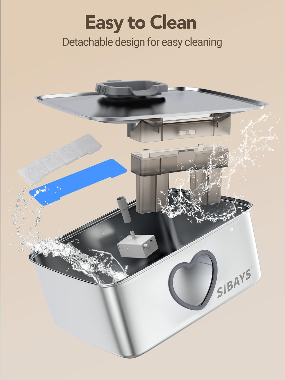 SIBAYS LED low-water alert helps timely replenishment to prevent dry moments