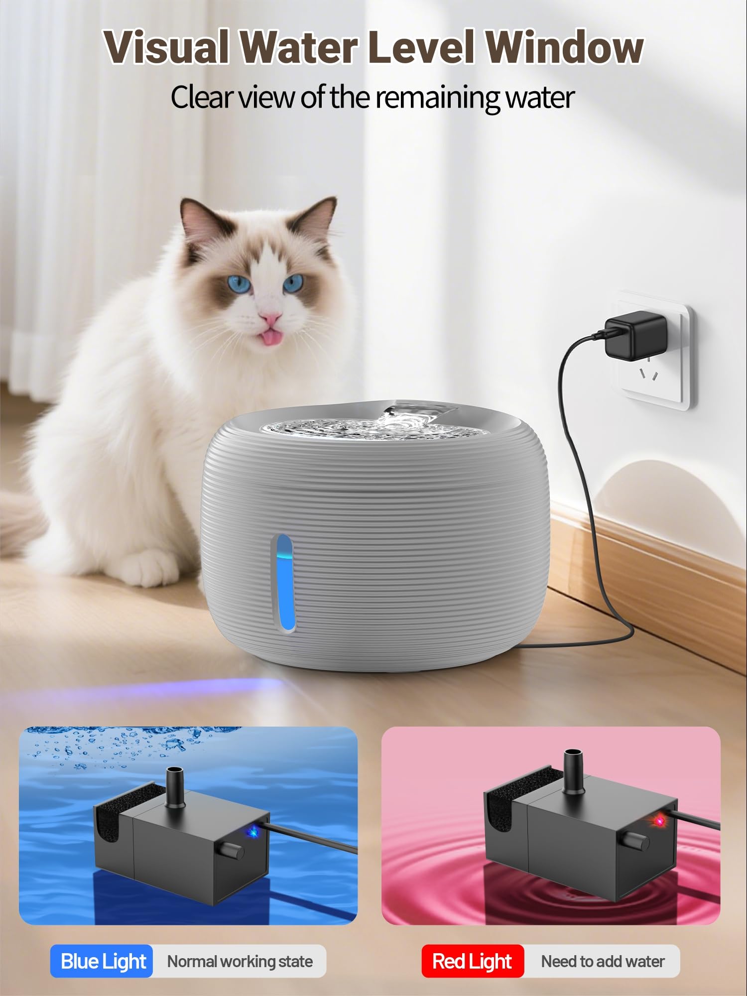 SIBAYS blue-to-red LED shows when to add water.