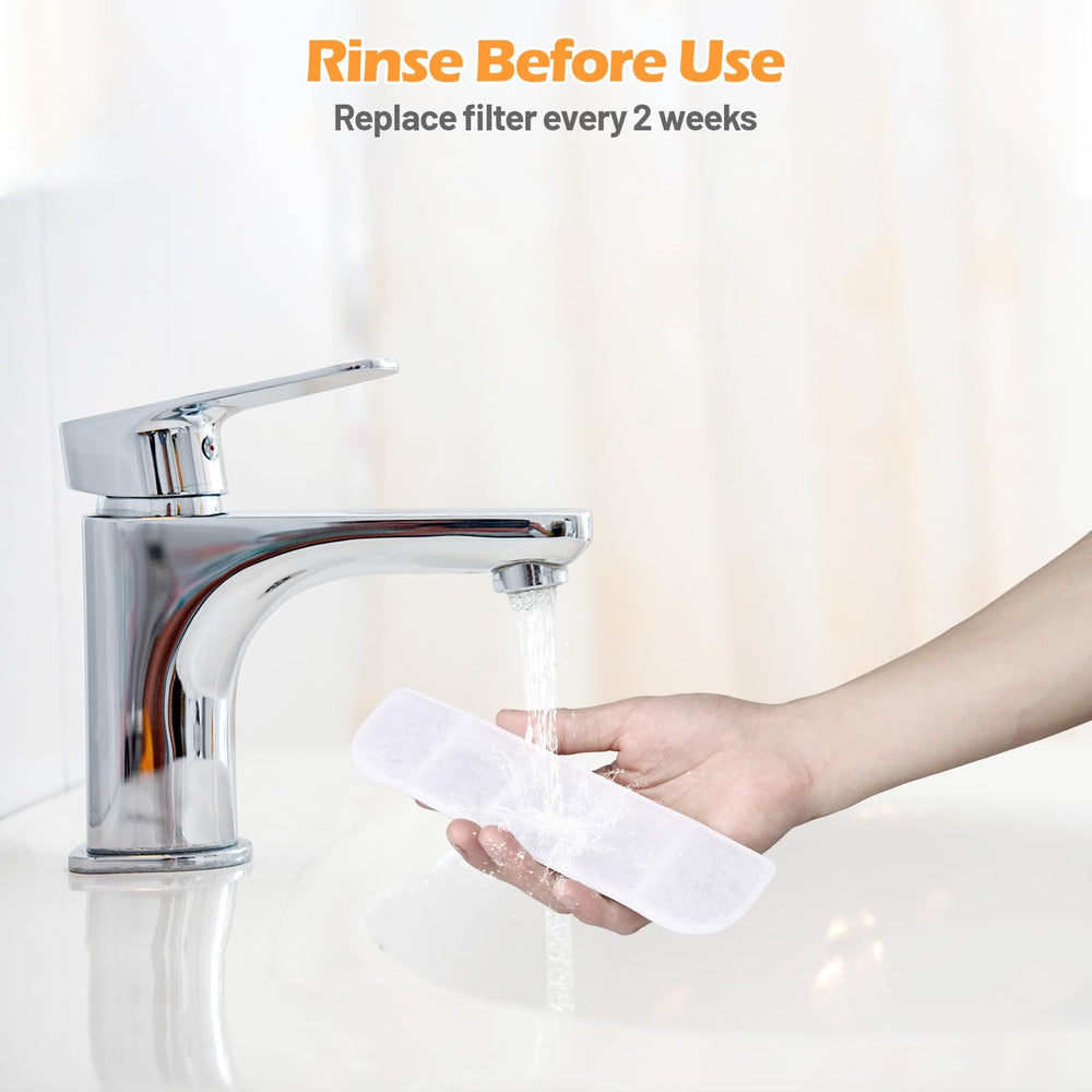 SIBAYS rinse-before-use instruction image for quick ready-to-use filtering.