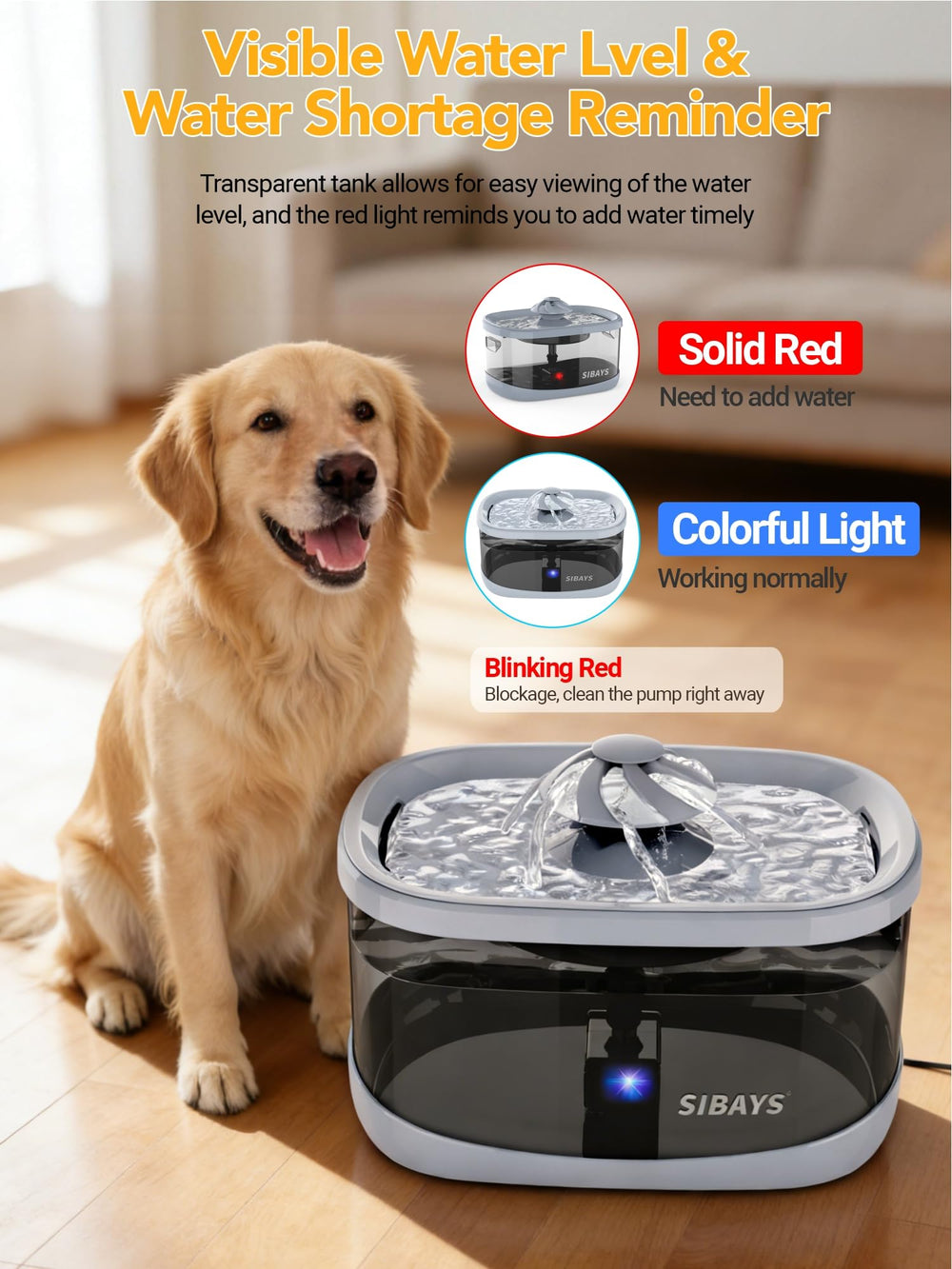 SIBAYS three flow modes offer flexible drinking options for dogs.