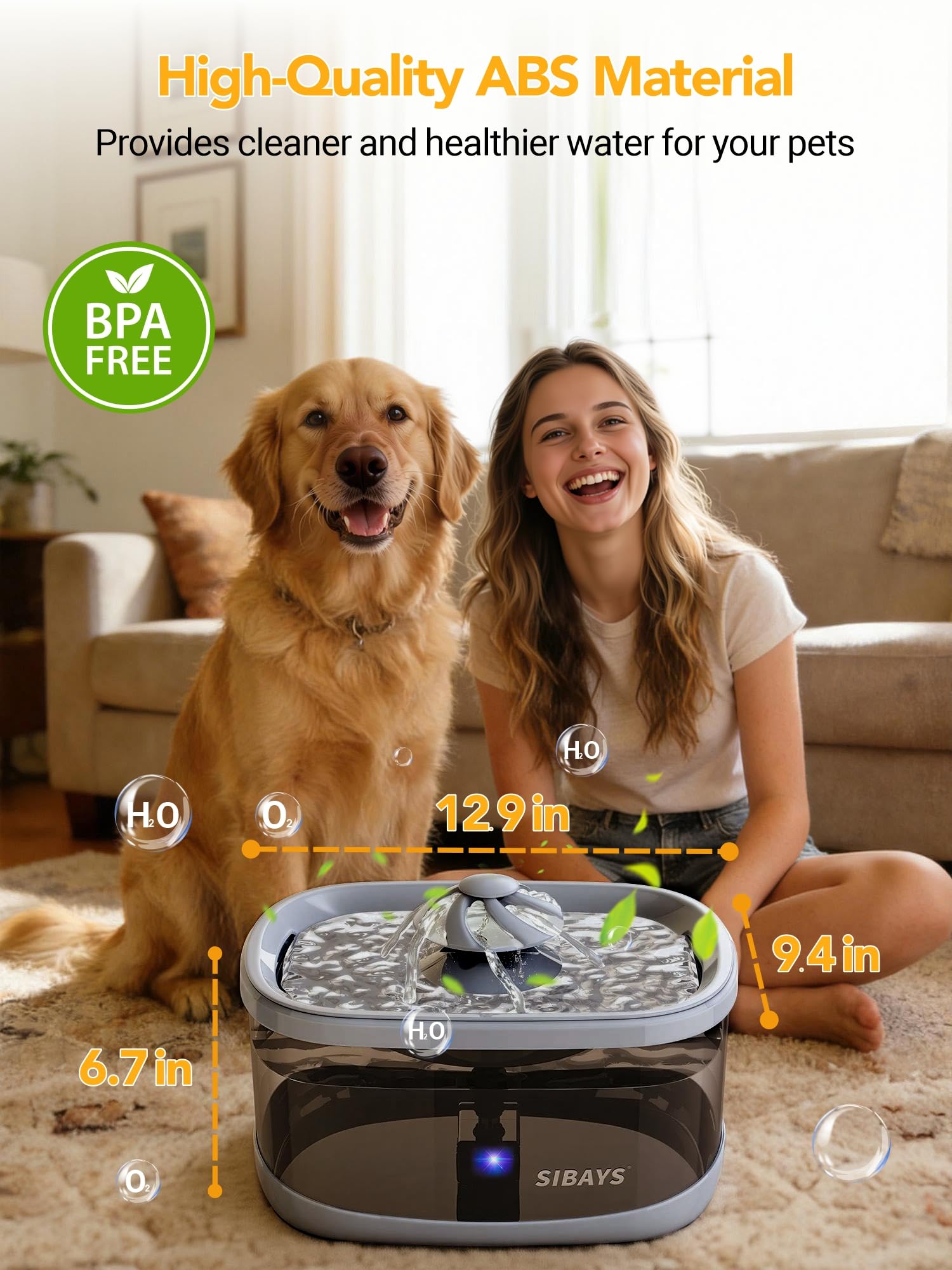 SIBAYS vortex and octagon spouts invite pets to drink more water.