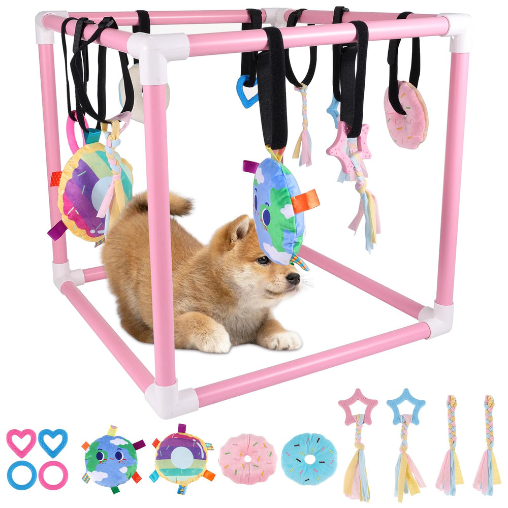 Sibosen Puppy Play Gym frame offers durable PVC for safe indoor play.