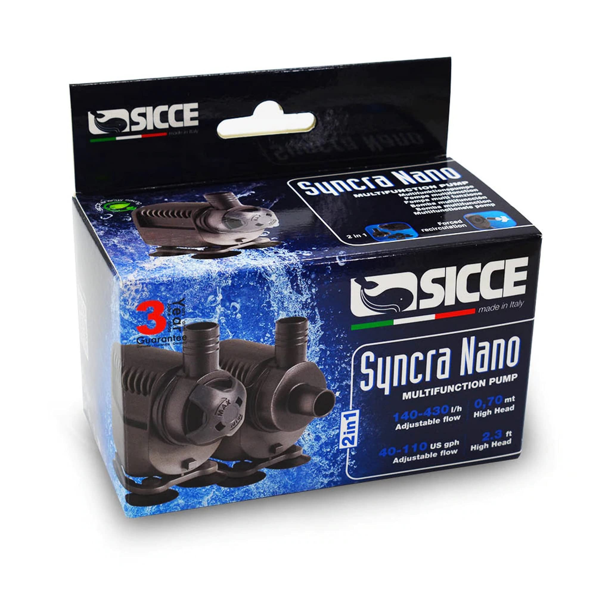Sicce Syncra Nano inline external attachment for versatile installation