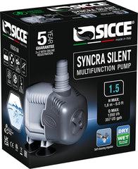 Sicce Syncra Silent 1.5 pump front view for quiet operation in freshwater or saltwater tanks.