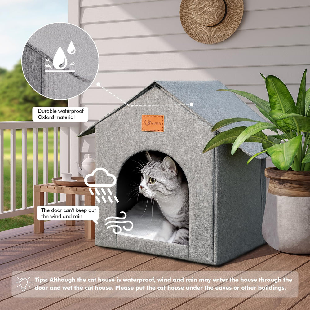 Siedihit cat house easy collapsible assembly with velcro no tools