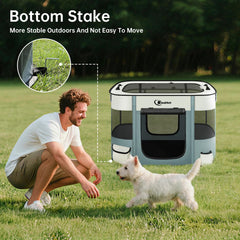 Siedihit dog playpen 360-degree mesh for airflow and supervision.