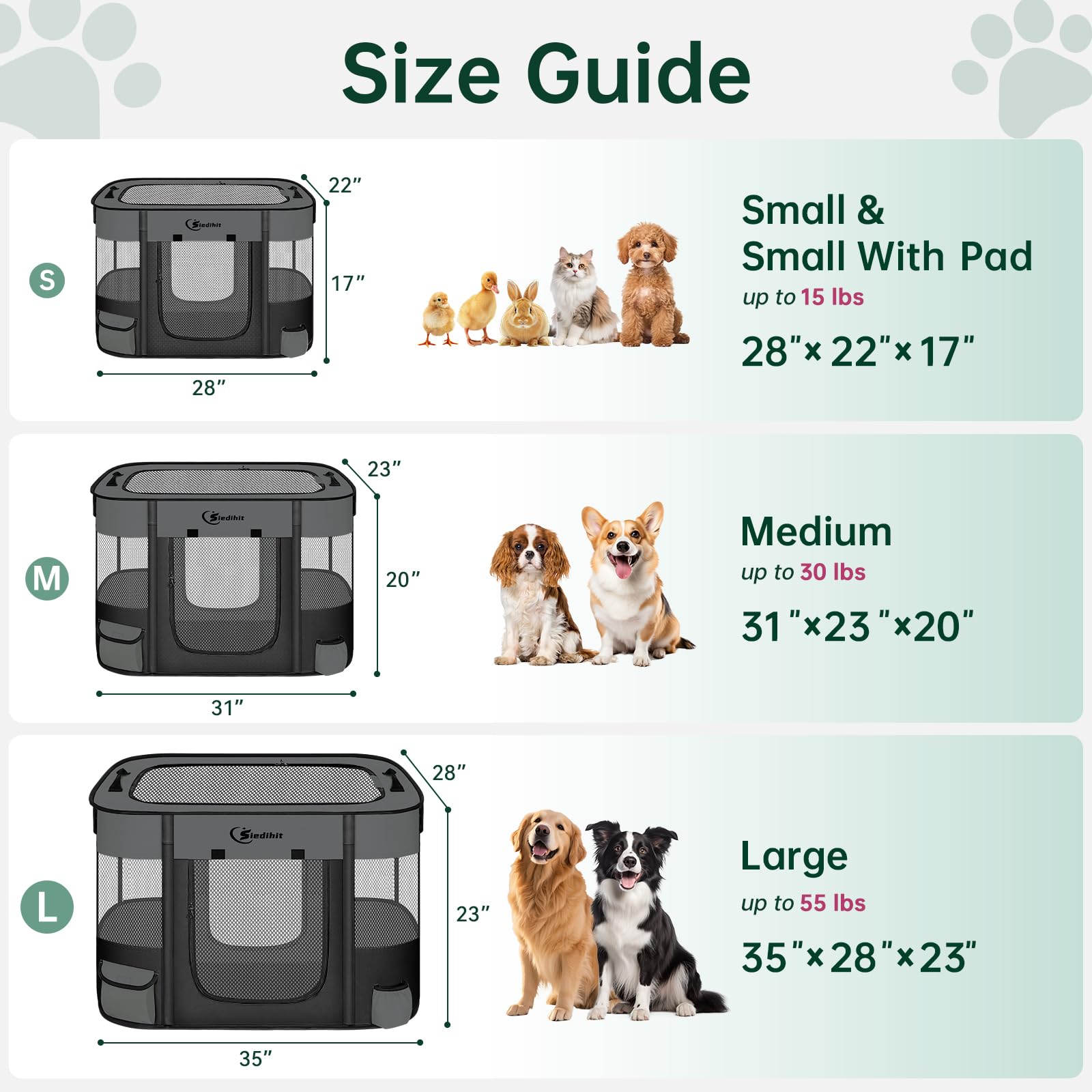 Siedihit dog playpen features 360-view design for easy monitoring.