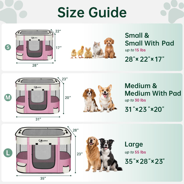 Siedihit dog playpen assembled in a pink small setup for indoor use.