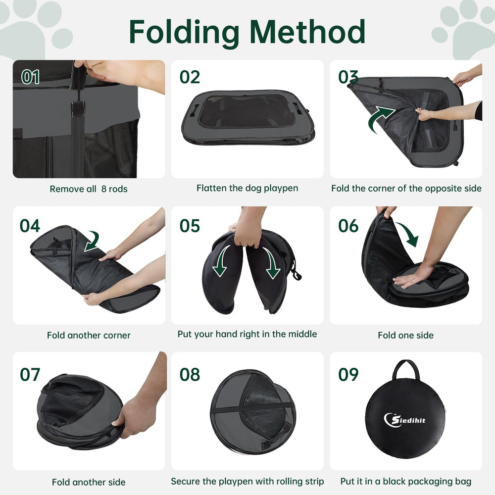 Siedihit dog playpen constructed from oxford cloth and mesh for durability.