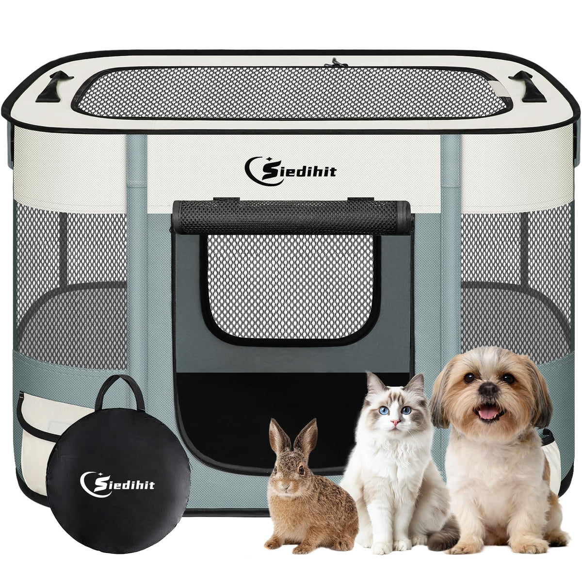 Siedihit dog playpen front view with clear visibility for pets.