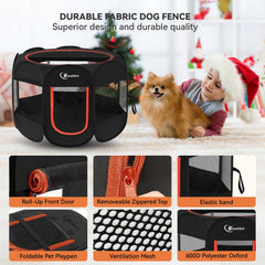 Siedihit playpen half-mesh top offers shade while keeping pets visible.