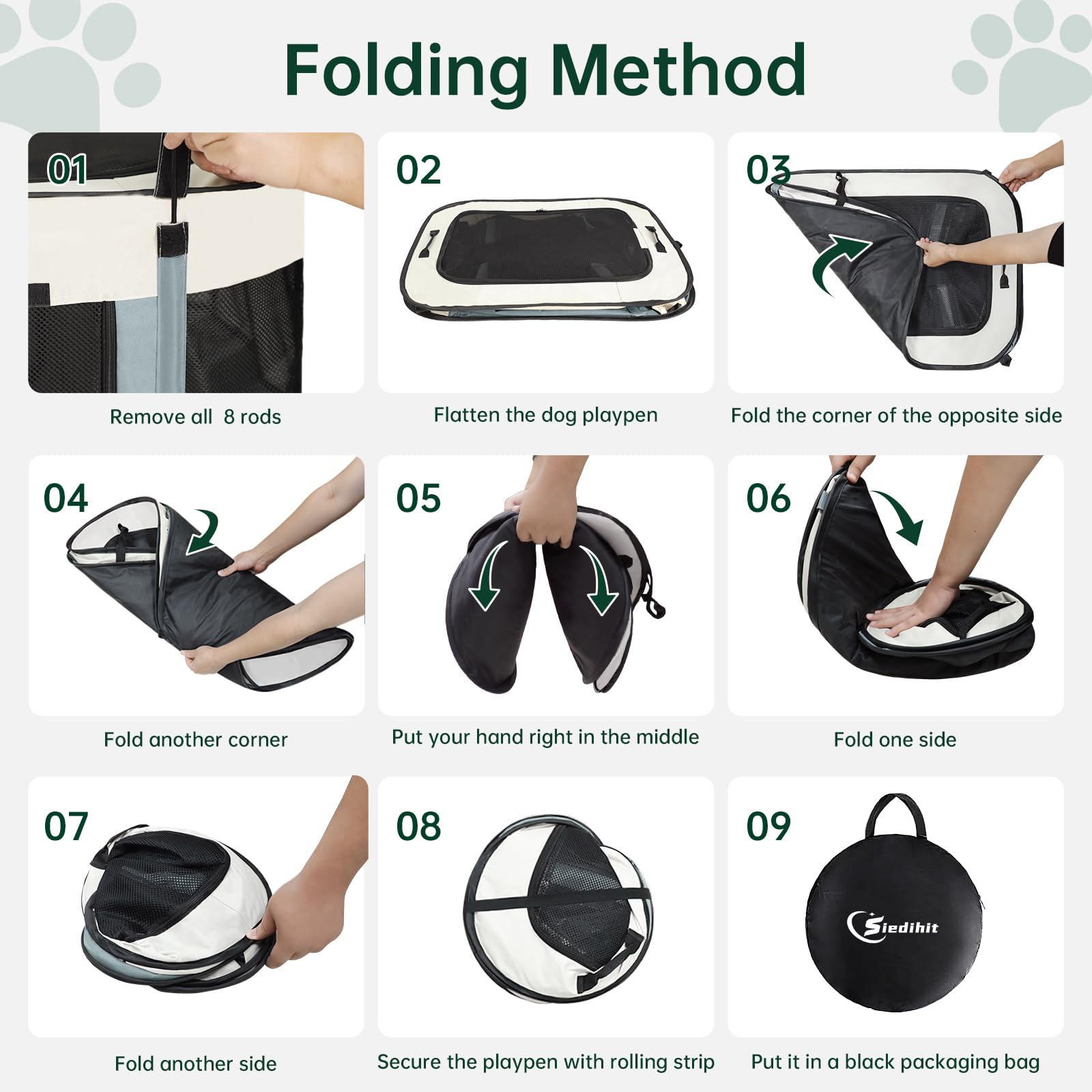Siedihit dog playpen suitable for indoor and outdoor use.