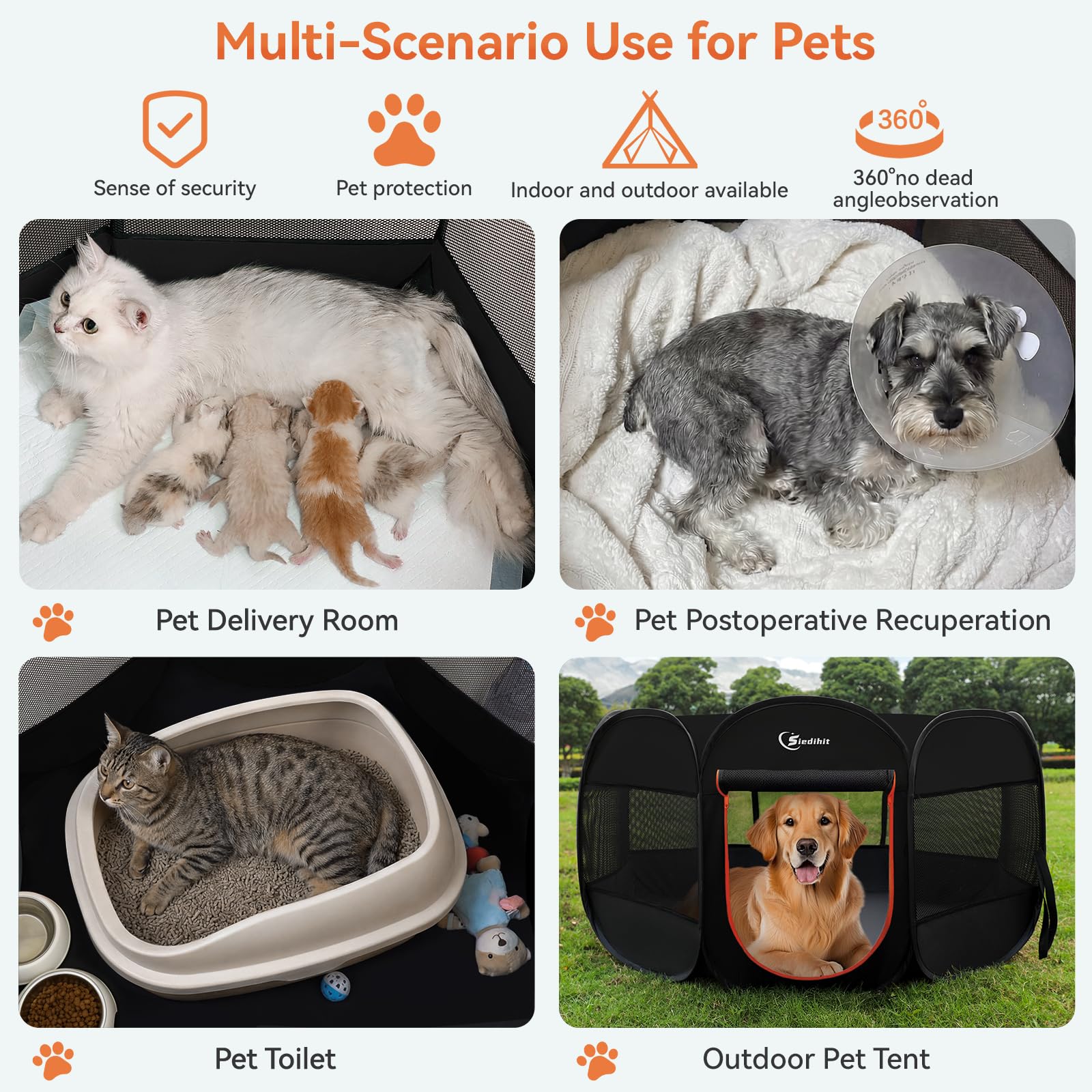 Siedihit Dog Playpen outdoor use provides shade and secure confinement.