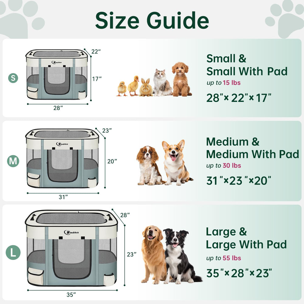 Siedihit dog playpen highlighting washable Oxford cloth for cleaning.