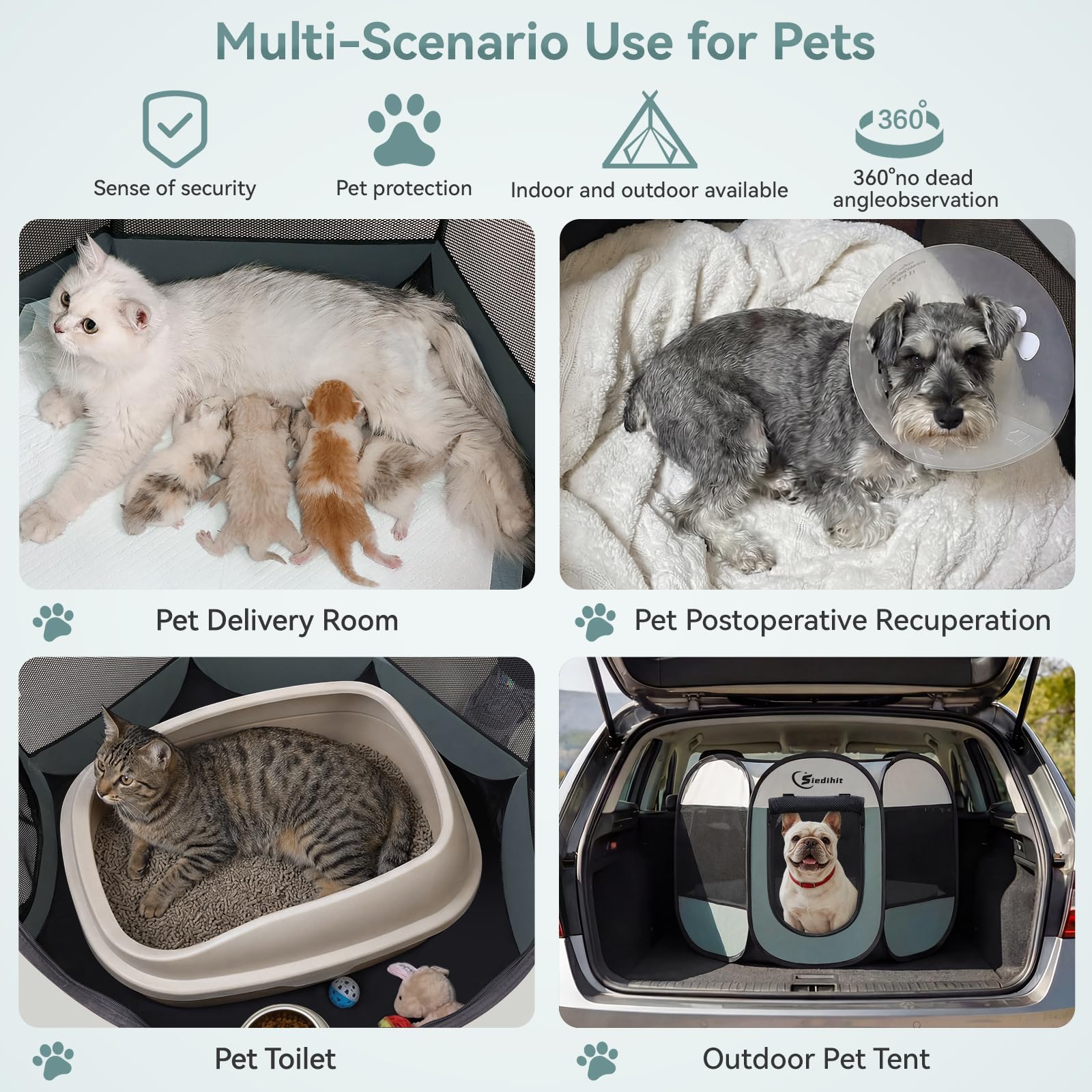 Siedihit dog playpen portable carrying bag enables easy transport